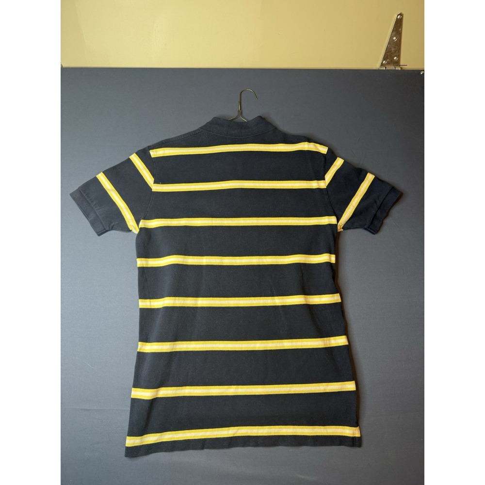 Polo Ralph Lauren Mens L Navy Yellow White Striped Cotton Polo Red Pony Y2K - Picture 5 of 5